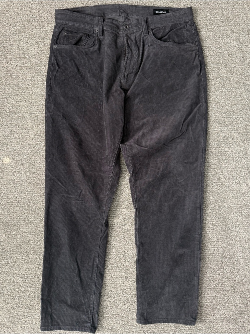 Bonobos Men's Charcoal Corduroy Pants 34x30